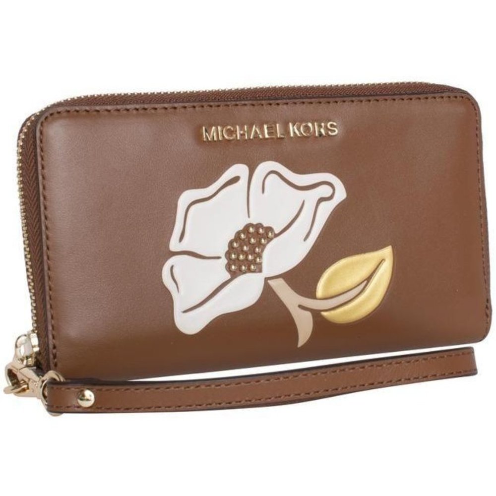 Michael Kors Brown Nouveau Floral Large Flat Phone